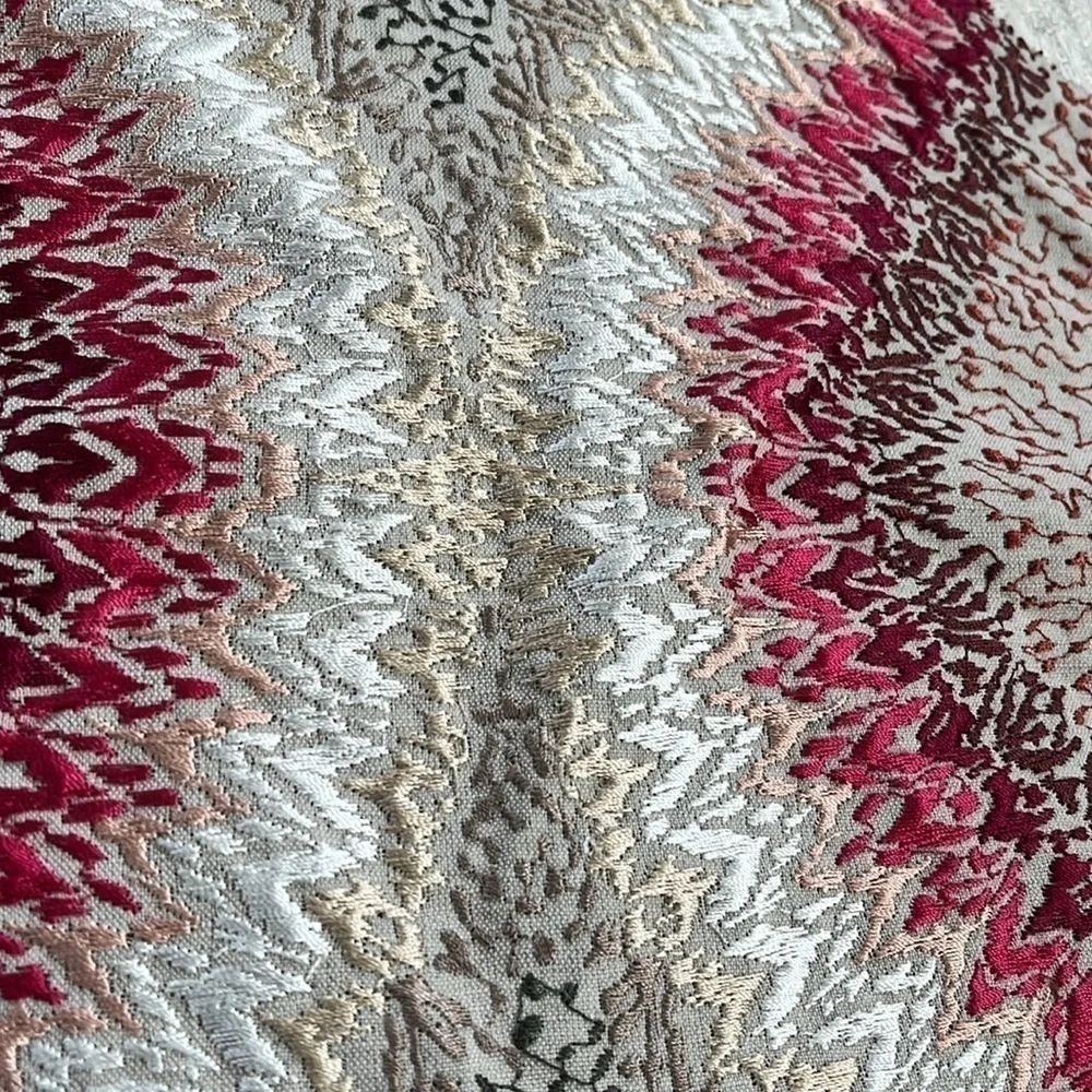 Beautiful embroidered fabric remnant quilts